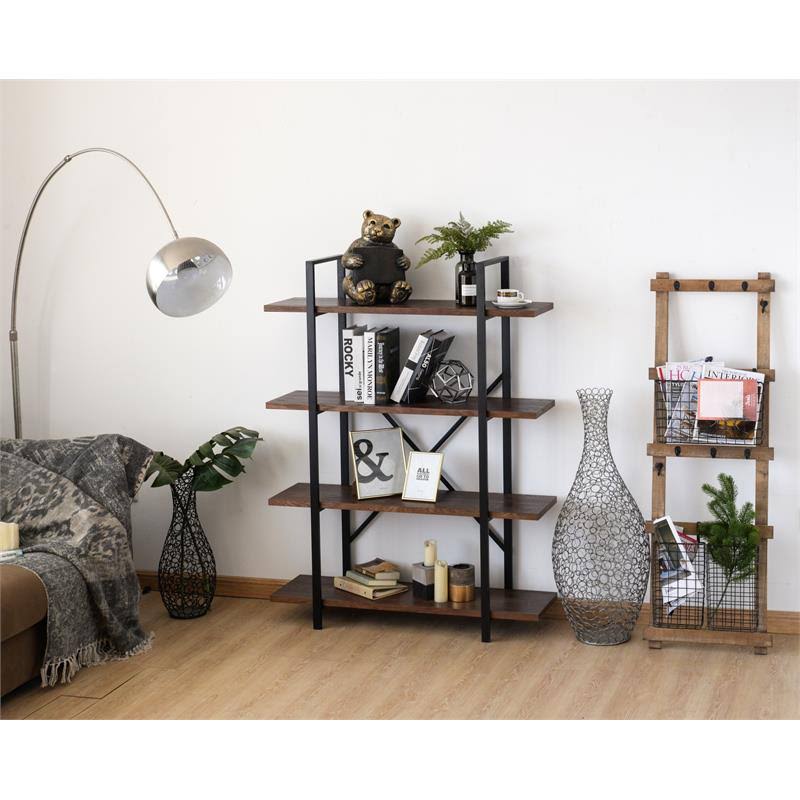 Walnut Brown 4 Shelf Etagere Bookcase O329947