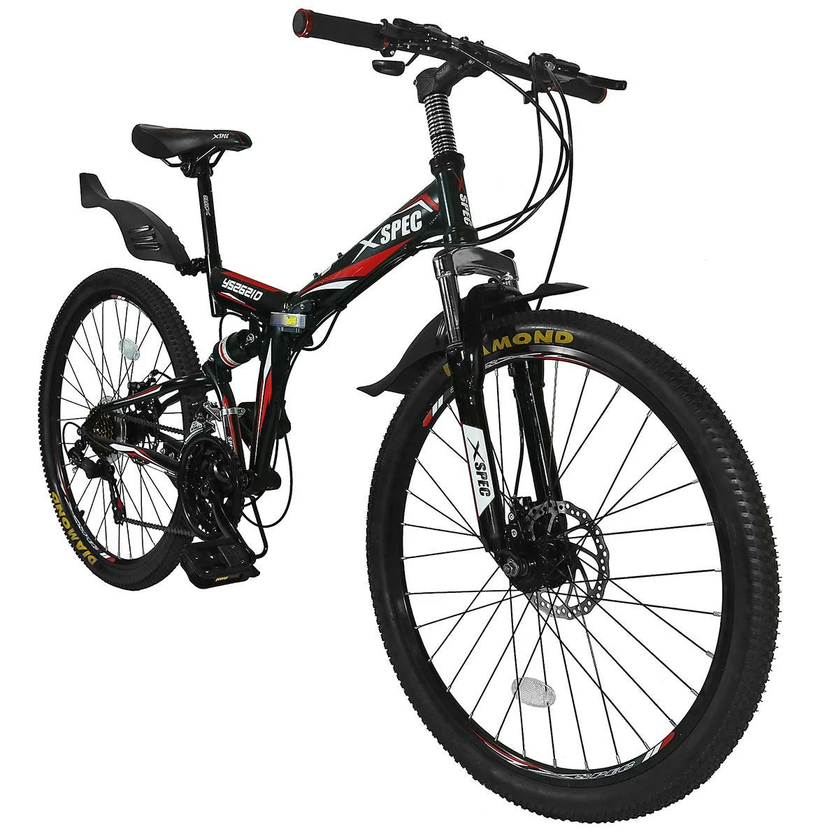 21 Speed Folding Mountain Bike, Black X517827