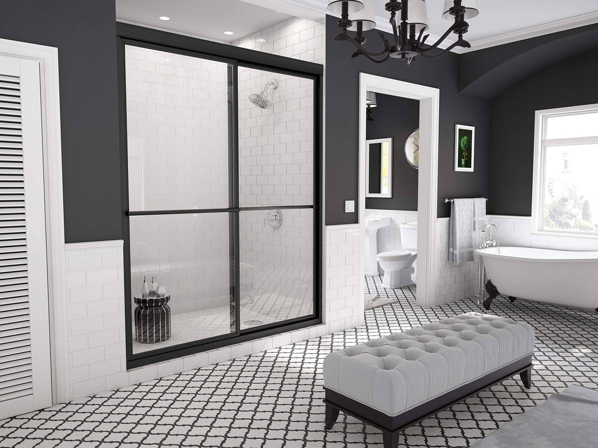 42 inch x 70 inch Framed Sliding Shower Door, Black V875