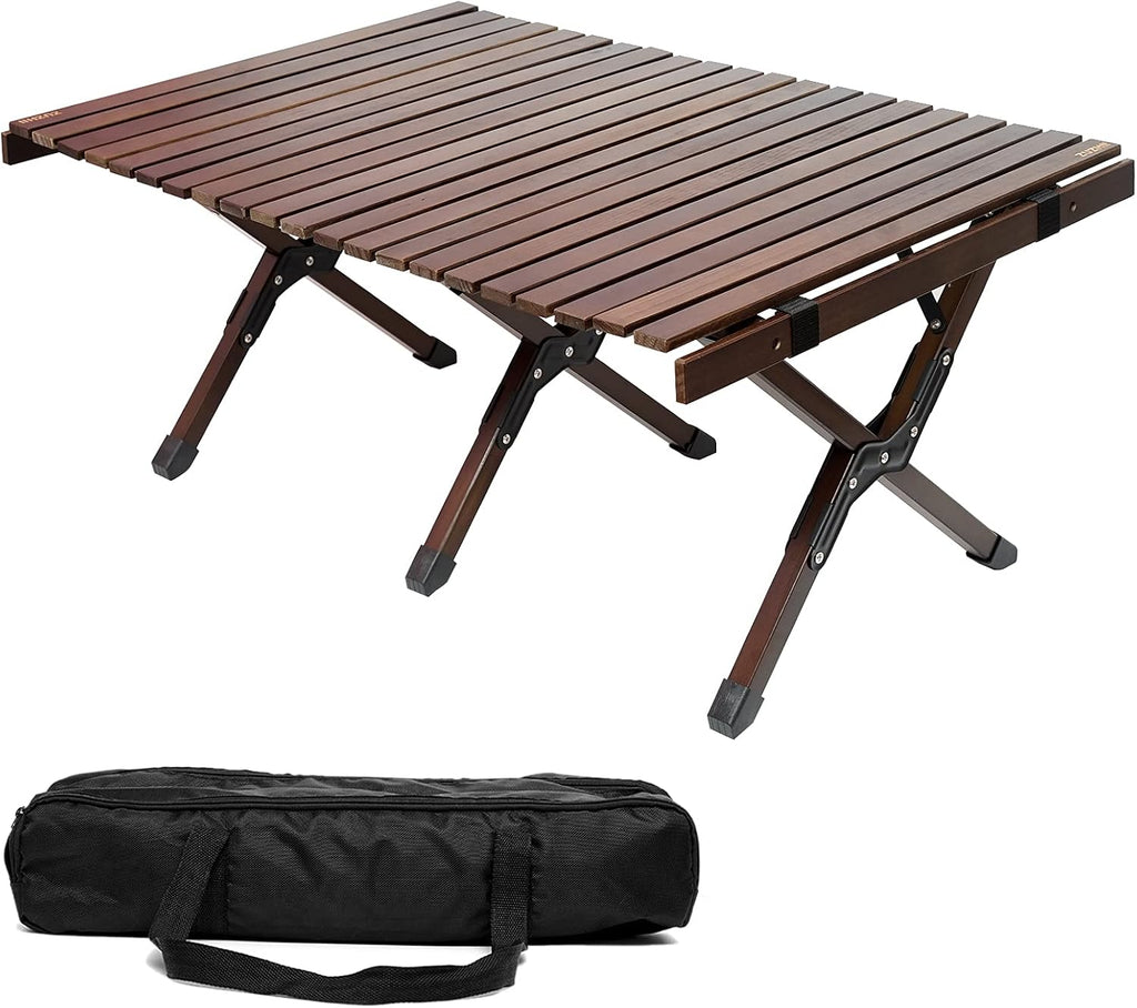 4ft Low Height Portable Folding Wooden Camping Table with Carry Bag L2039