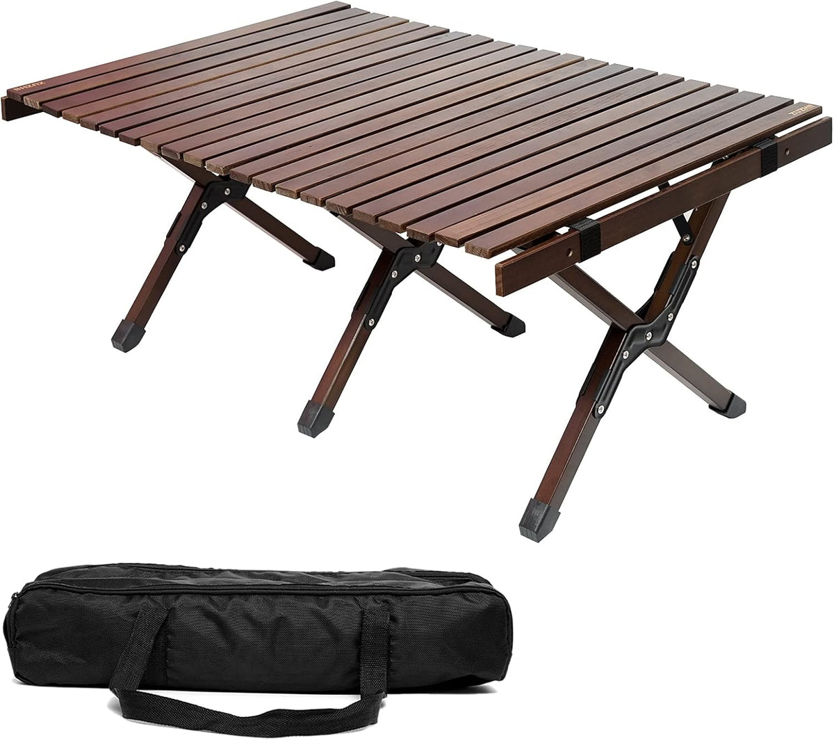 4ft Low Height Portable Folding Wooden Camping Table with Carry Bag L2039