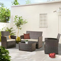 4 Pieces Gray Wicker Rattan Sectional Sofa Set with Table and Loveseat K5317