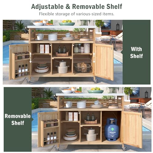 White Farmhouse Kitchen Island with Power Outlet, Drop Leaf, Spice Rack, Drawer, Rolling Cart on Wheels E418142