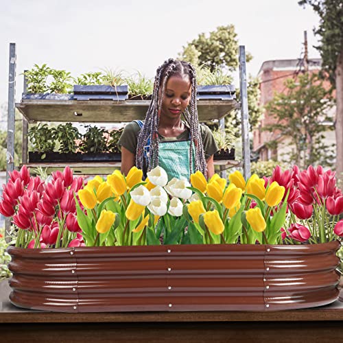 5ft Oval Galvanized Metal Raised Garden Bed Planter L54370