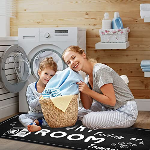 Non Slip Large Laundry Rug 20x47inch Black W24577
