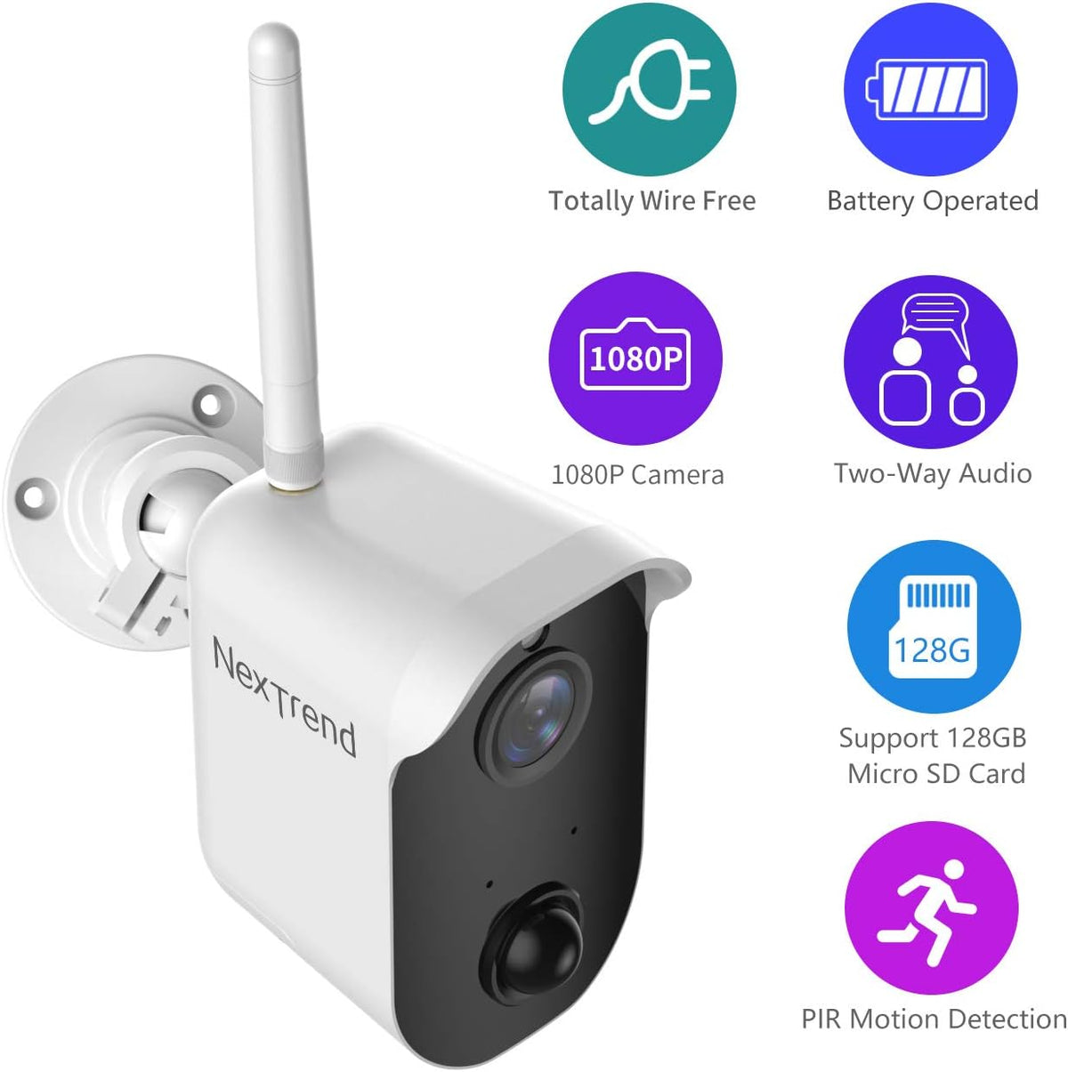 Wireless Battery Powered 1080P Security Camera with Night Vision, 2 Cameras V18692