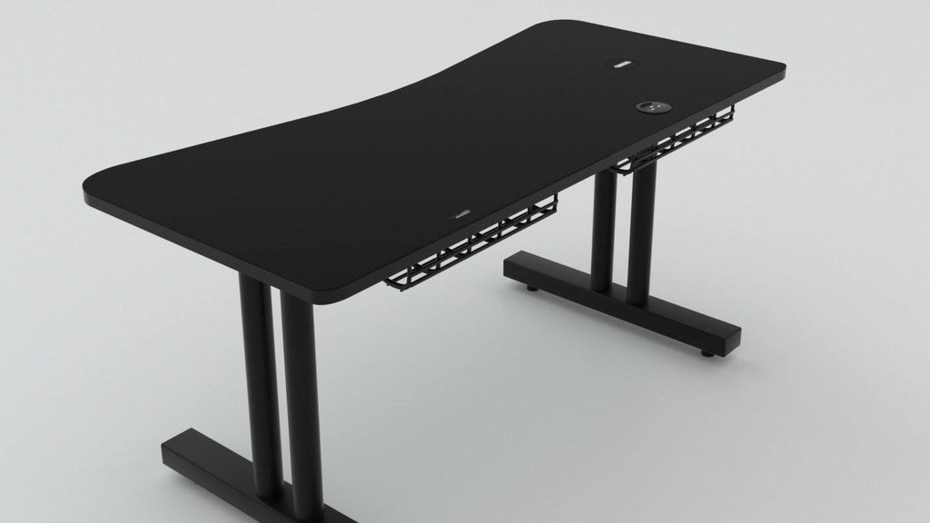Black Gaming Desk with Infinity Mousepad and Built-in Cellphone Charger W542394