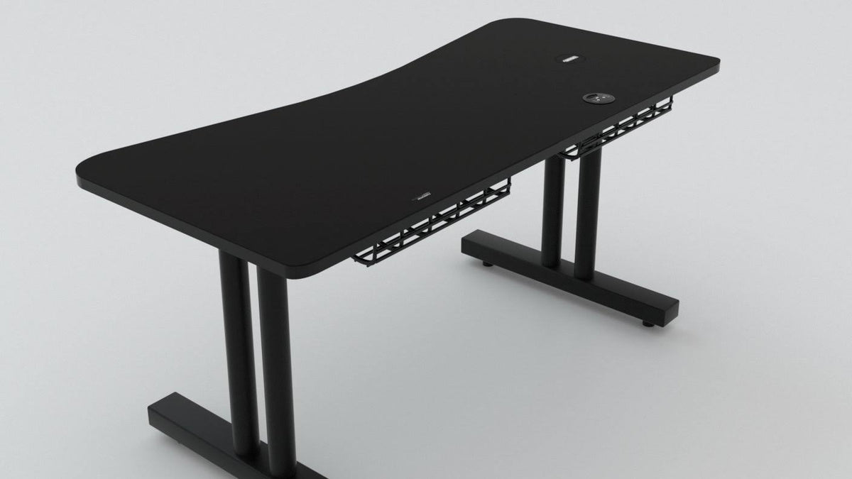 Black Gaming Desk with Infinity Mousepad and Built-in Cellphone Charger W542394