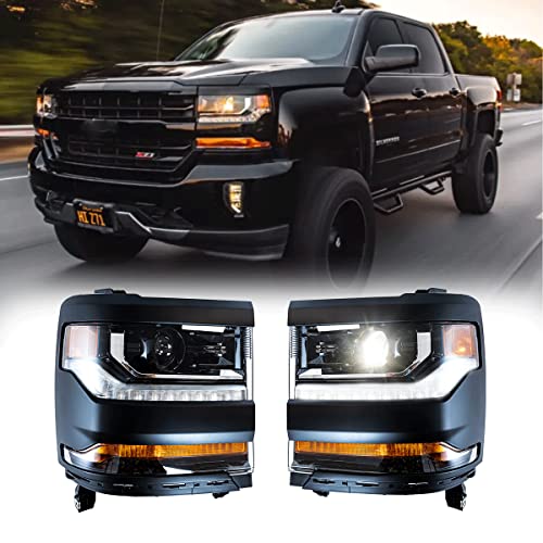Chrome Projector Headlight Assembly with LED Sequential Turn Signal 1 Pair K889