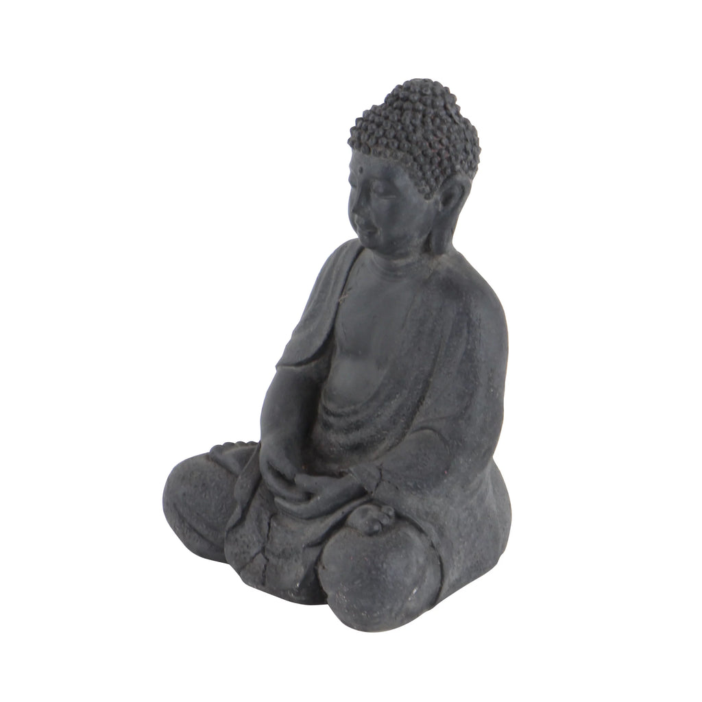 8" x 12" Gray Ceramic Meditating Buddha Sculpture E43844