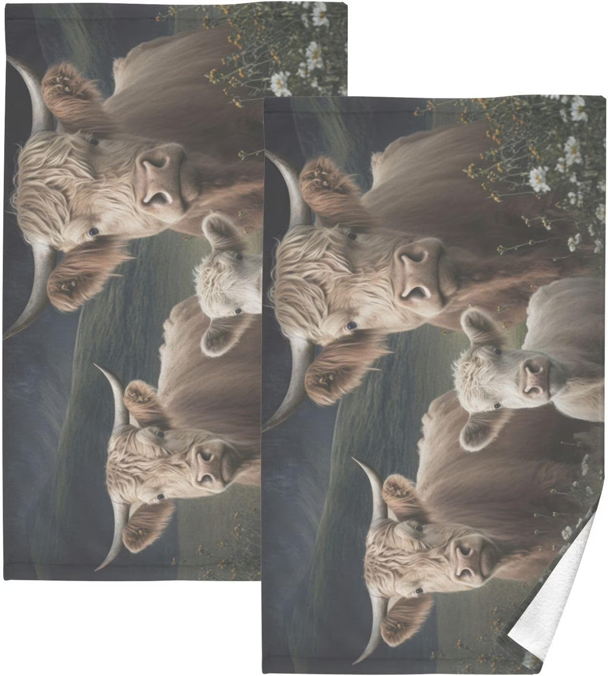 Highland Cows Bathroom Towels 2 Pieces 16×28 inches Cotton Bath Towel M9755
