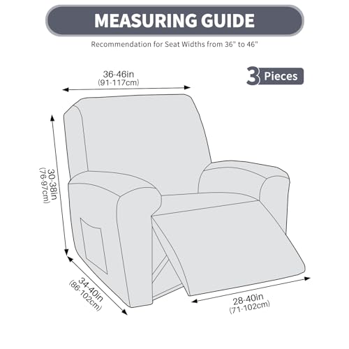 Oversized 3 Piece Slipcovers for Large Recliner Chair Soft Jacquard Dark Gray Z563089