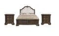 King Size 3Pc Panel Bed Nightstands Set Antique Gray Solid Wood F157