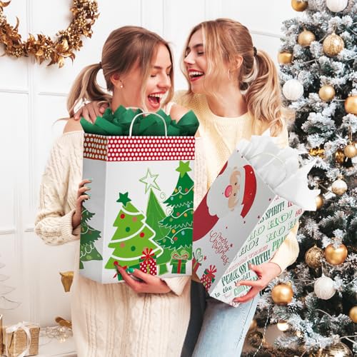 24 Christmas Gift Paper Bags Bulk with Handles and 60 Count Christmas Gift Tags X657