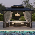 10'x12' Hardtop Gazebo with Privacy Curtains and Netting B925