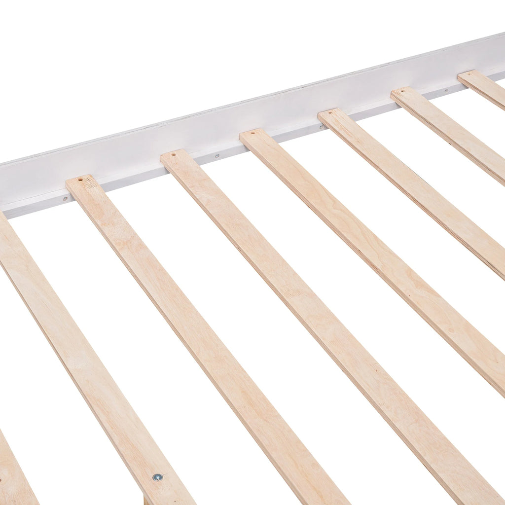 White Queen Size Platform Bed Frame with Storage X936