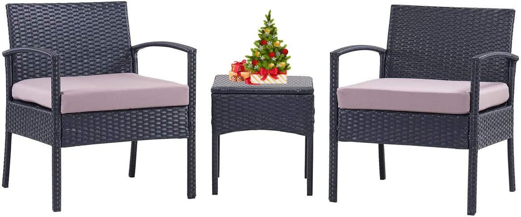 3 PCS Patio Bistro Set with Coffee Table and 2 Rattan Sofas W262