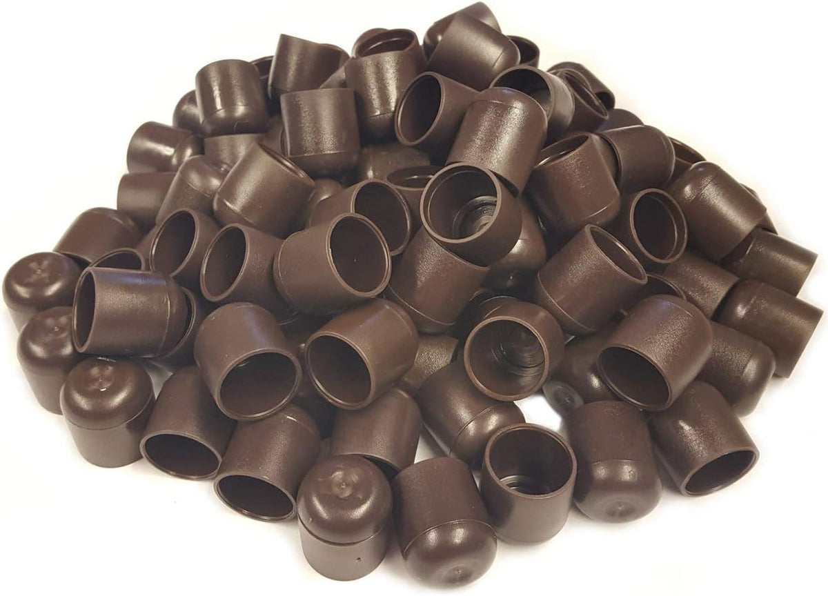 Folding Chair Leg Caps 100 Pack 7/8 Non-Marring Brown Plastic G828
