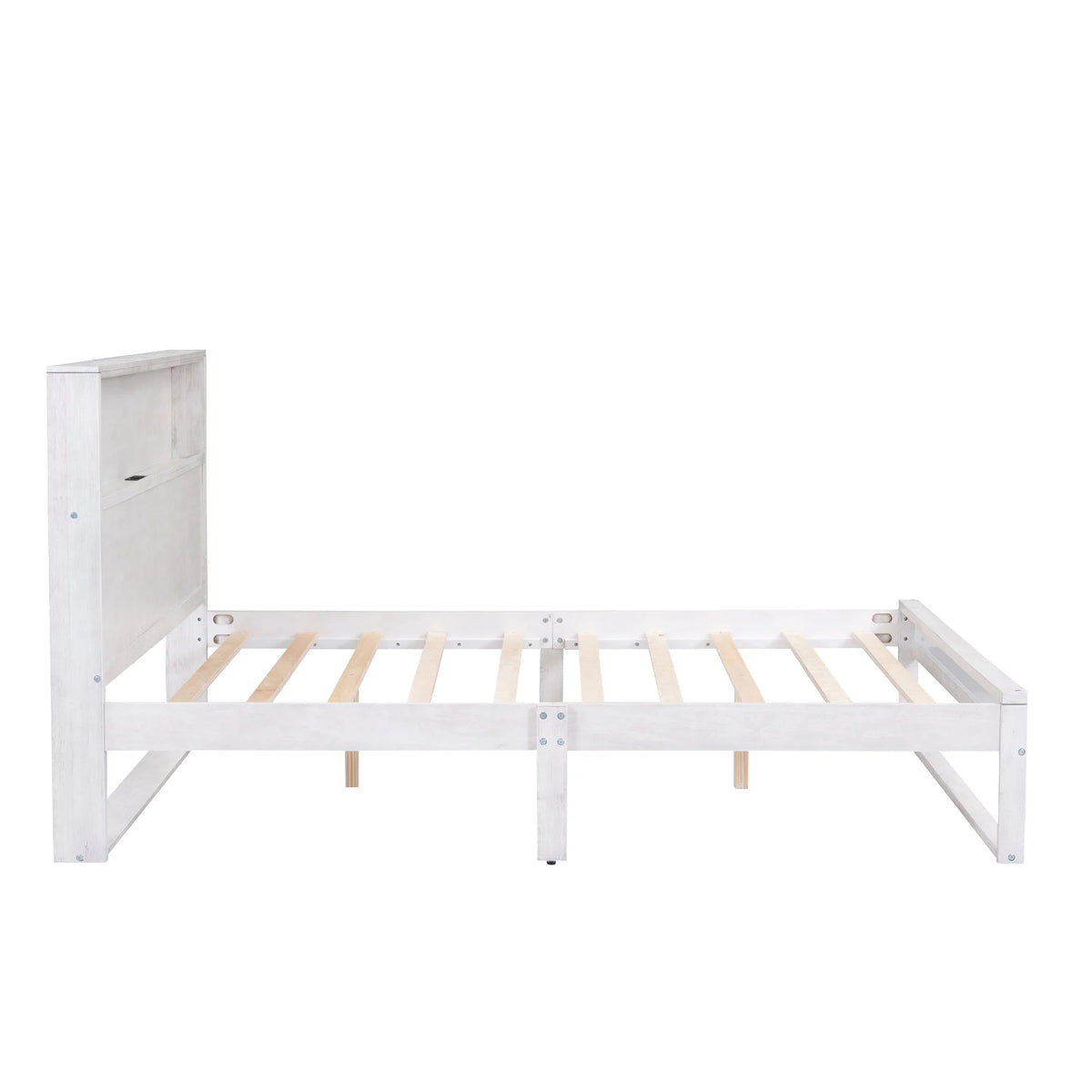 White Queen Size Platform Bed Frame with Storage X936