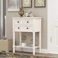 Narrow Console Sofa Table 3 Drawers Ivory White K969755