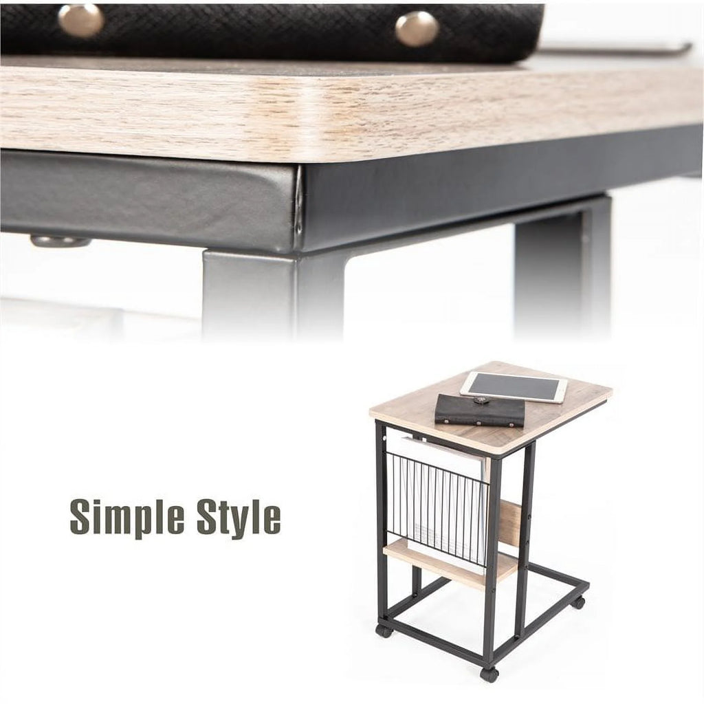 Modern Wood End C Table with Magazine Holder H75534