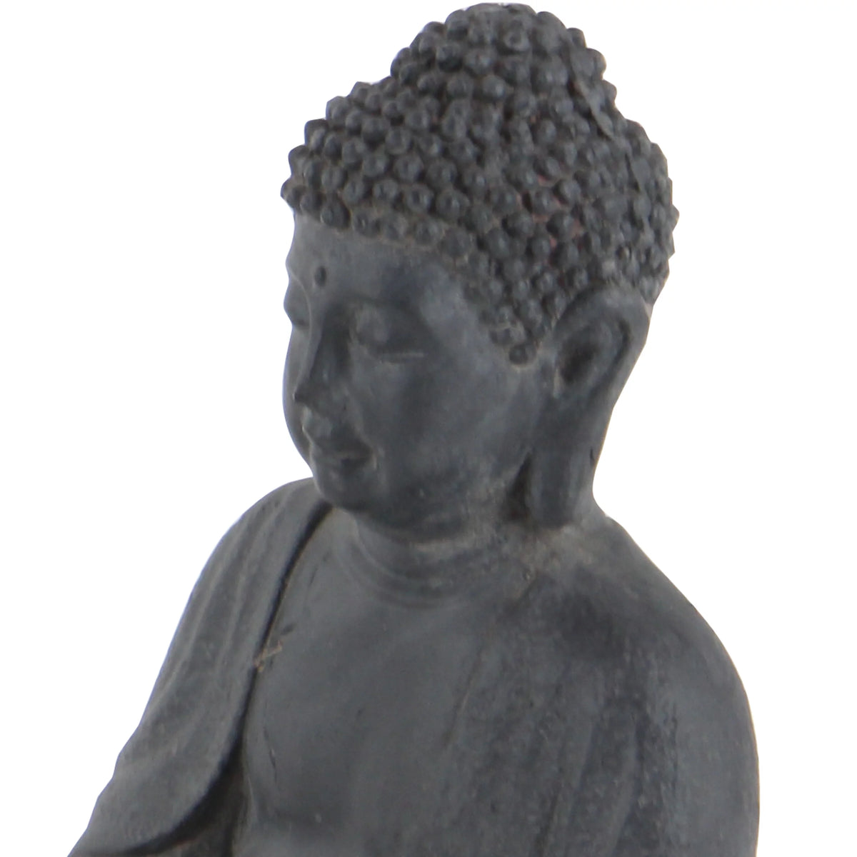 8" x 12" Gray Ceramic Meditating Buddha Sculpture E43844