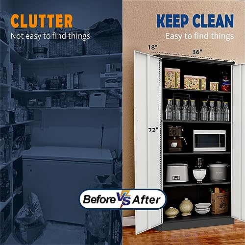Metal Garage Storage Cabinet with 2 Doors and 5 Adjustable Shelves S52404