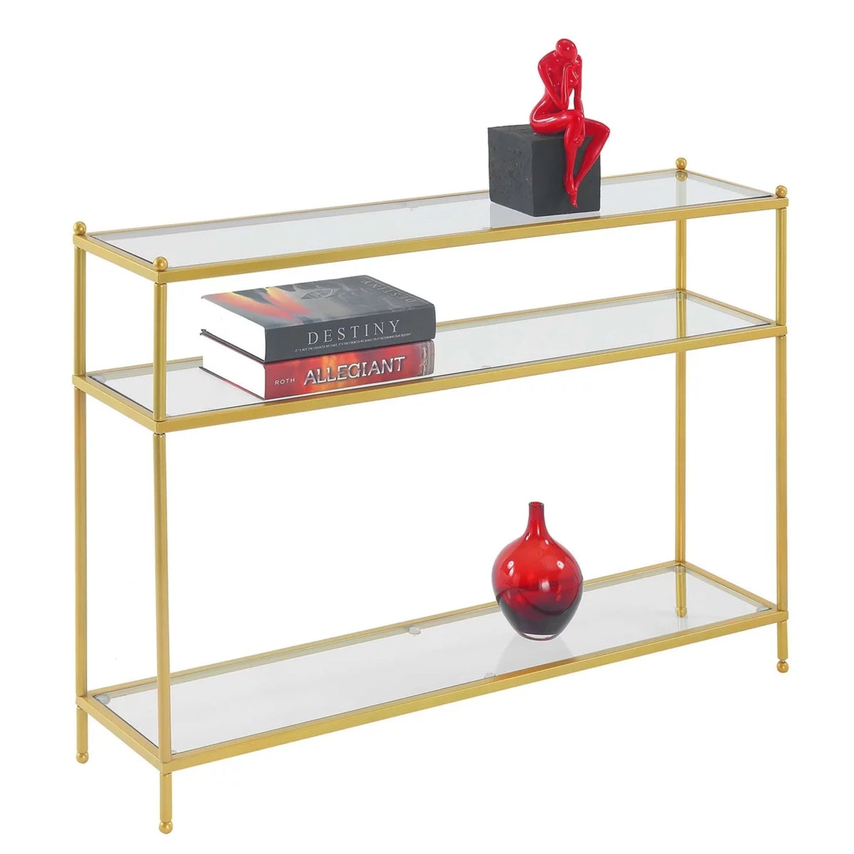 Clear Glass and Gold Console Table G4129