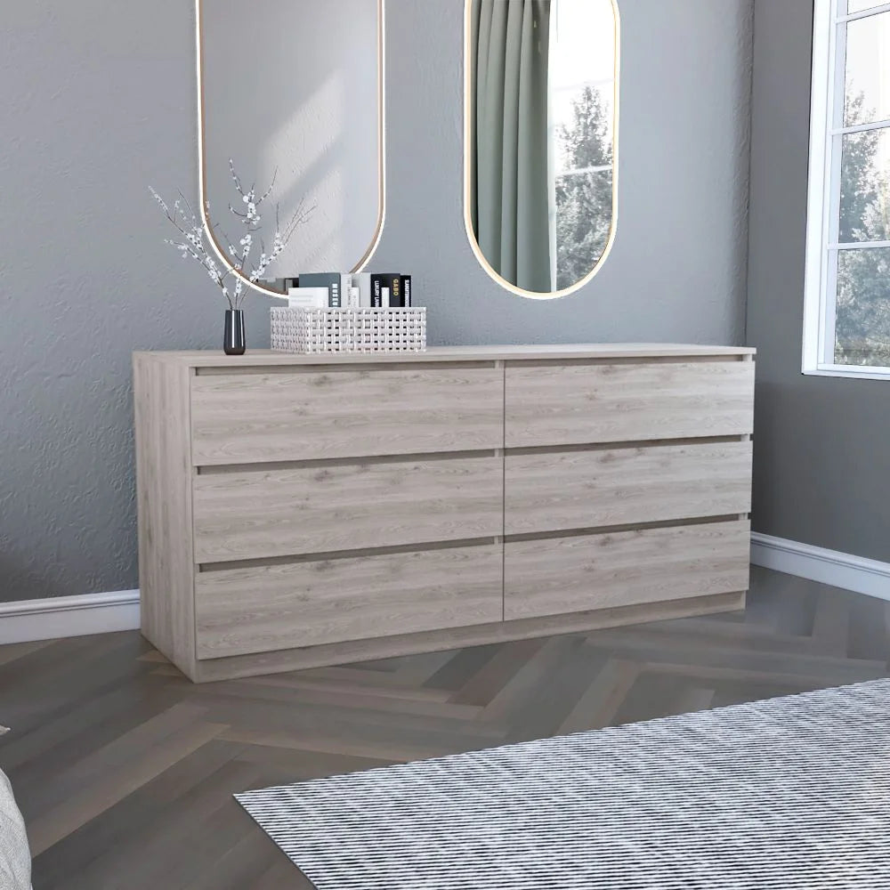 6 Drawer Double Dresser Light Gray E910966