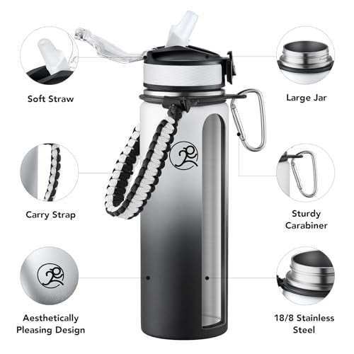 24oz Stainless Steel Insulated Water Bottle with 2 Lids T81653