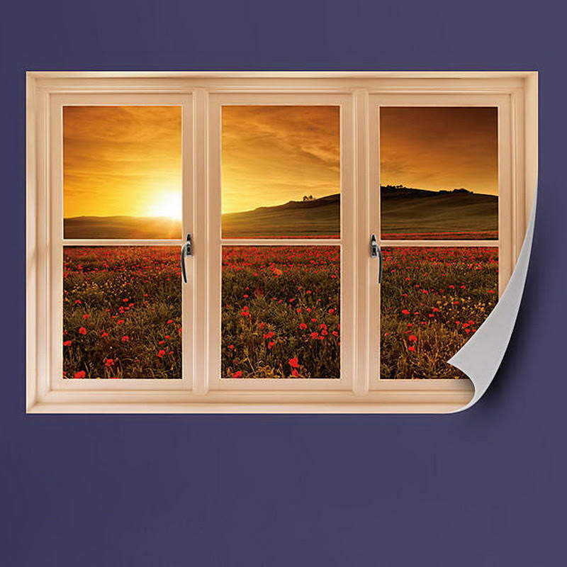 Poppy Field at Sunset Wall Decal S53551