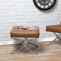 Caramel Brown Bonded Leather Tufted Ottoman C849318