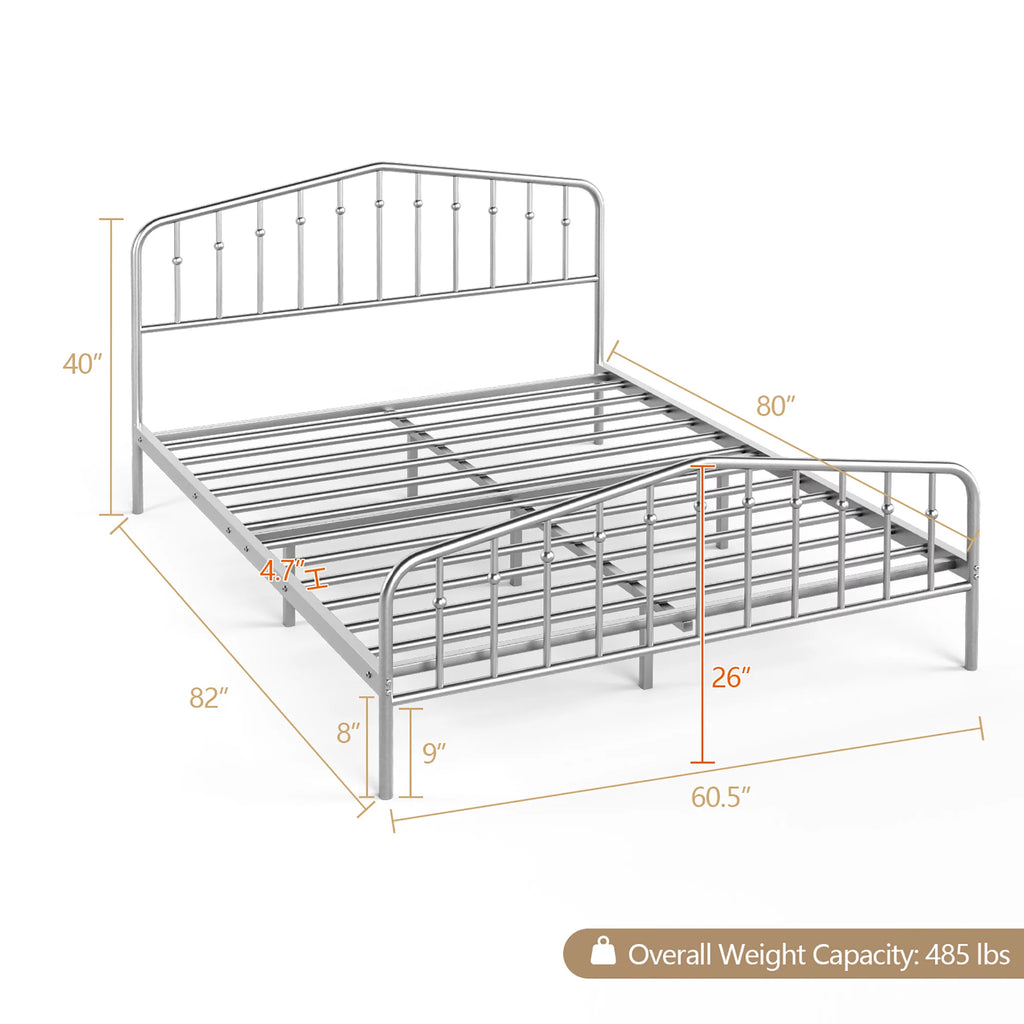 Queen Size Metal Bed Frame with Headboard and Footboard Z9881