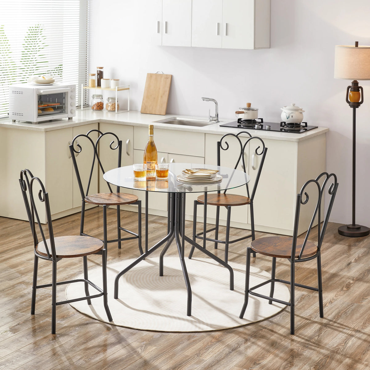 5 Piece Tempered Glass Dining Table and Chair Set G4699