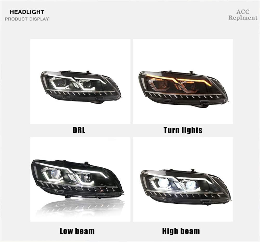2PCS Headlight Assemblies Bi-Xenon Projector Double Beam HID With LED Daytime Running Lights O89302