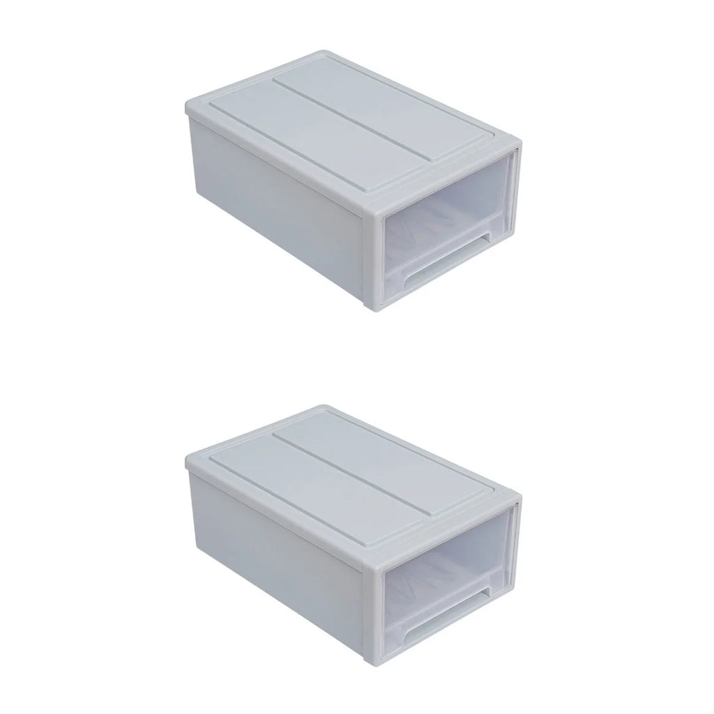 2 pcs Stackable Transparent Storage Box Drawer-type Clothes Shoes Organizer Y788