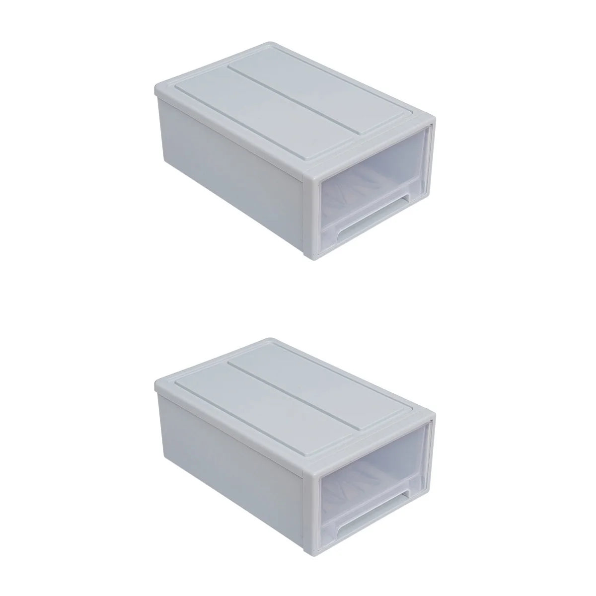 2 pcs Stackable Transparent Storage Box Drawer-type Clothes Shoes Organizer Y788