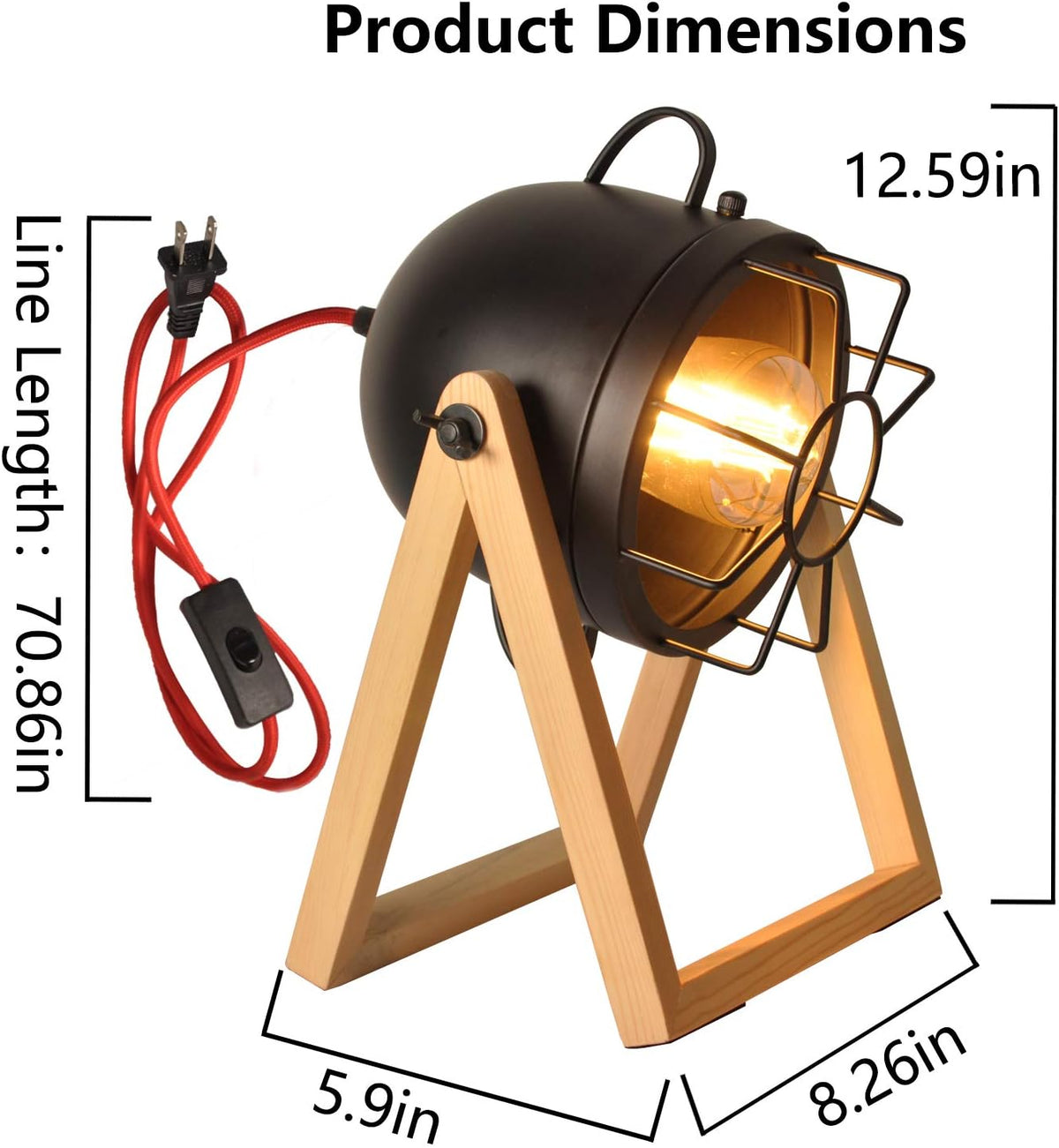 Adjustable Tripod Floor Lamp with Wood O77385