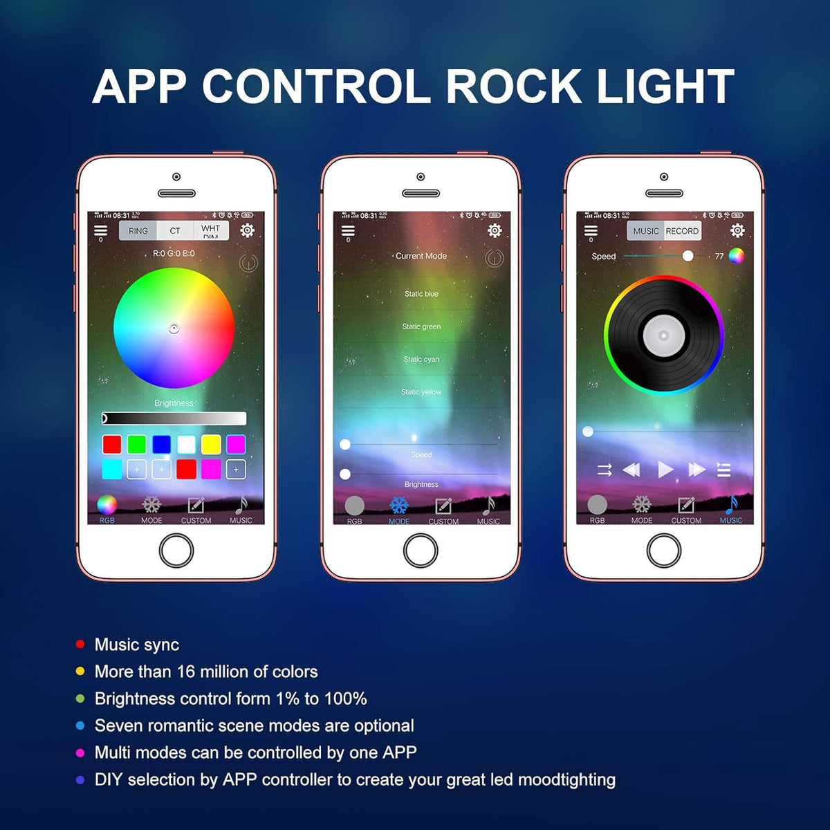 10 Pods RGB LED Rock Lights with Remote Control H6711