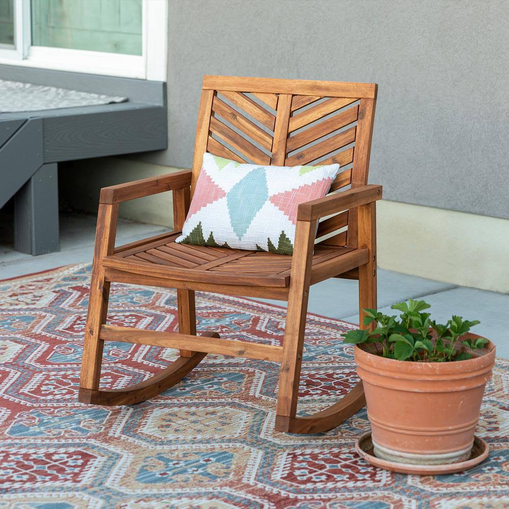 Brown Acacia Wood Outdoor Rocking Chair F14675