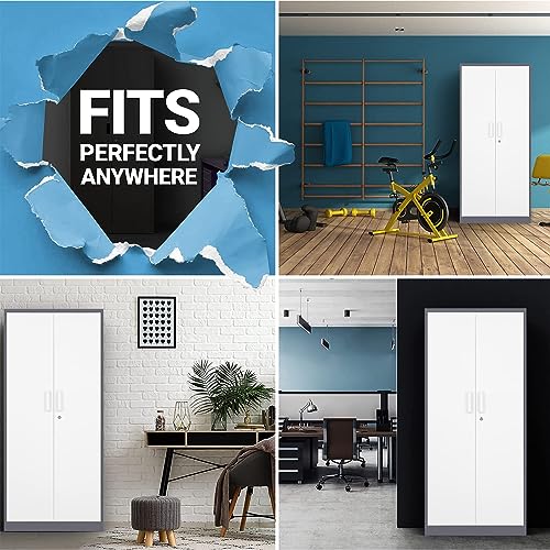 Metal Garage Storage Cabinet with 2 Doors and 5 Adjustable Shelves S52404