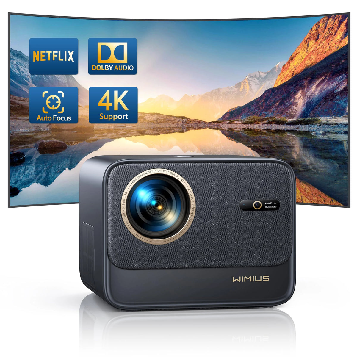 4K Wifi Bluetooth Projector with Auto Focus/Keystone A3888