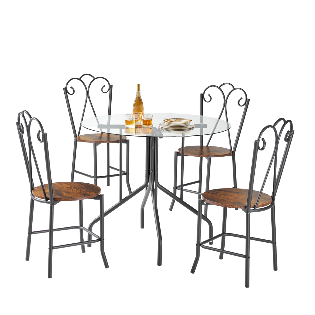 5 Piece Tempered Glass Dining Table and Chair Set G4699