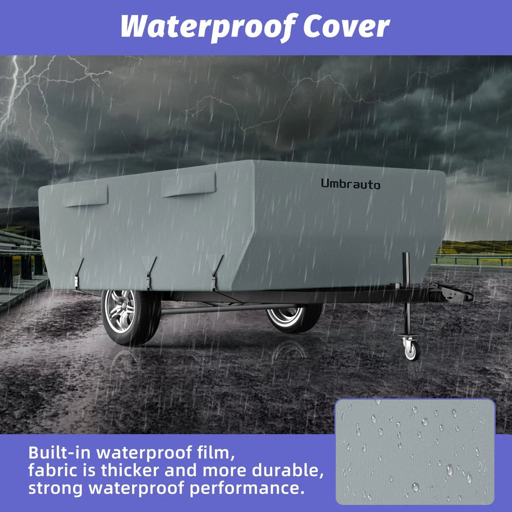 Gray Waterproof Pop Up Trailer Cover for 10' - 12' Trailers S8360