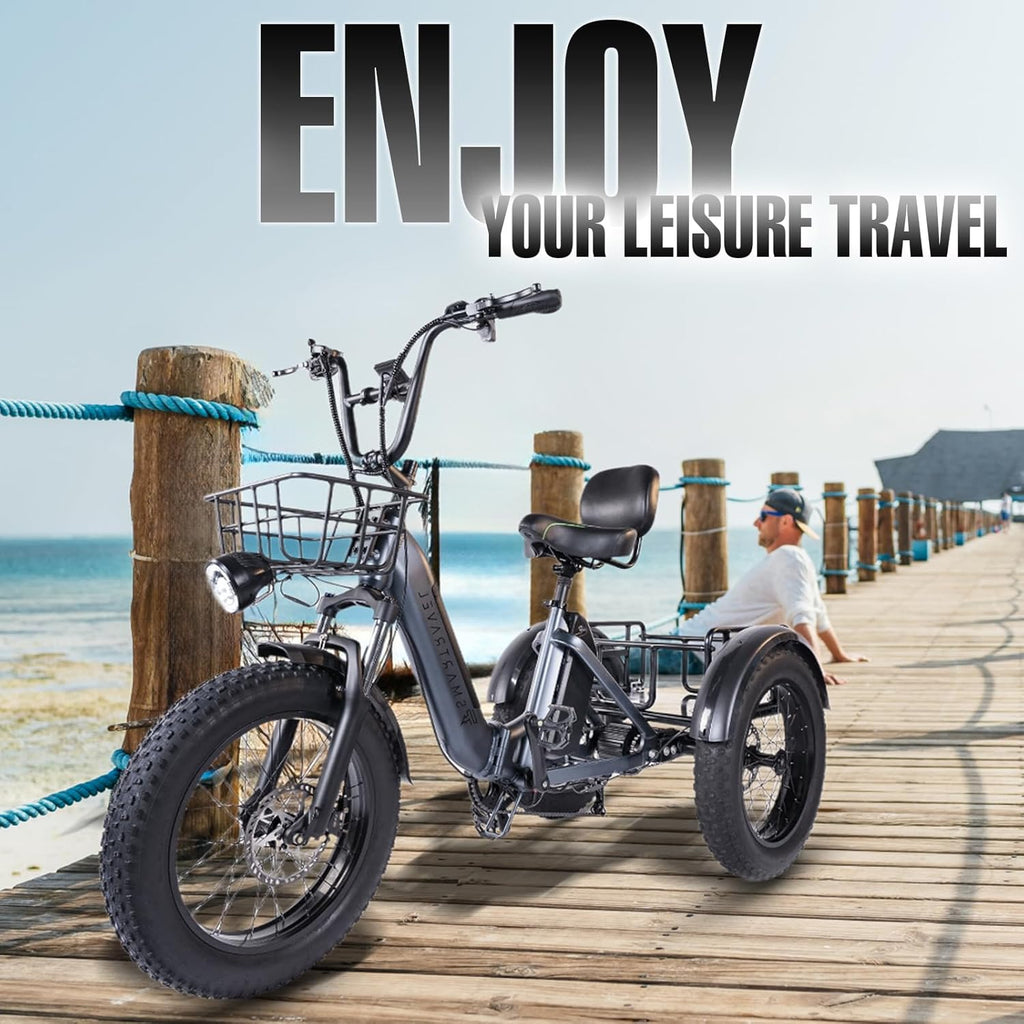 Electric Trike 750W Motor 20" Fat Tire 3 Wheel Electric Bike Dual Removable Batteries B52638