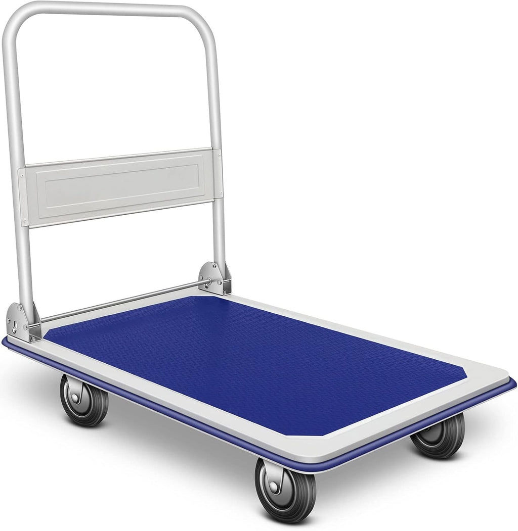 Blue Folding Platform Truck with 24x36 Inch Flatbed Surface N369