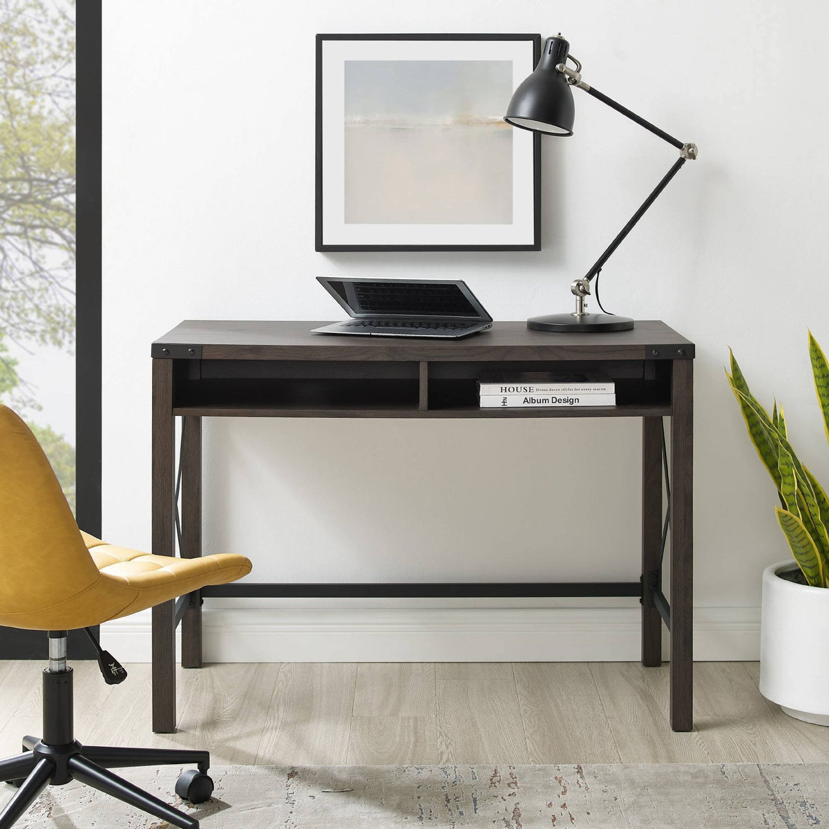 Sable Gray Writing Desk with Cubbies C1667