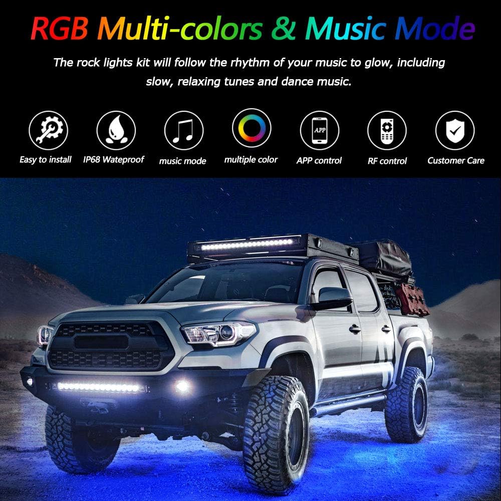 10 Pods RGB LED Rock Lights with Remote Control H6711