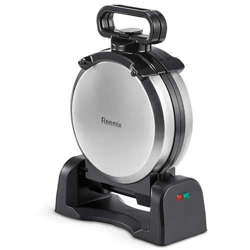 Double Belgian Waffle Maker 180°Flip Nonstick Stainless Steel V2497