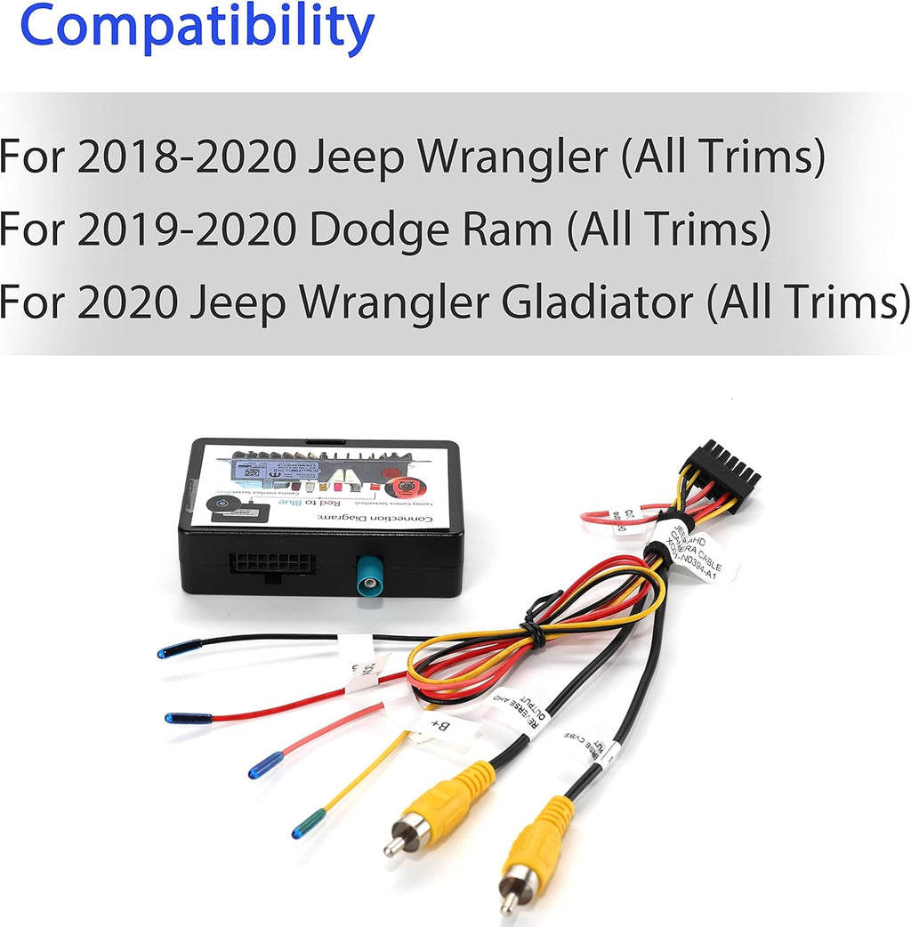 Retention Adapter for Jeep Wrangler/Dodge Ram 2018 2019 2020 Retain OEM Factory Backup Reverse Camera to New Aftermarket Car Stereo Display/Navigation Radio Harness Interface A987
